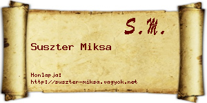 Suszter Miksa névjegykártya